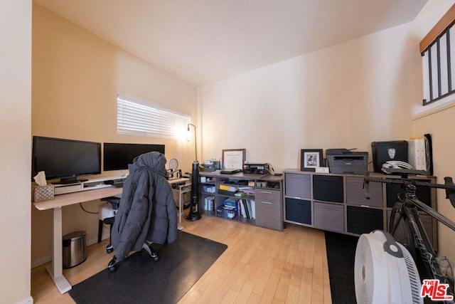 office space featuring light hardwood / wood-style floors