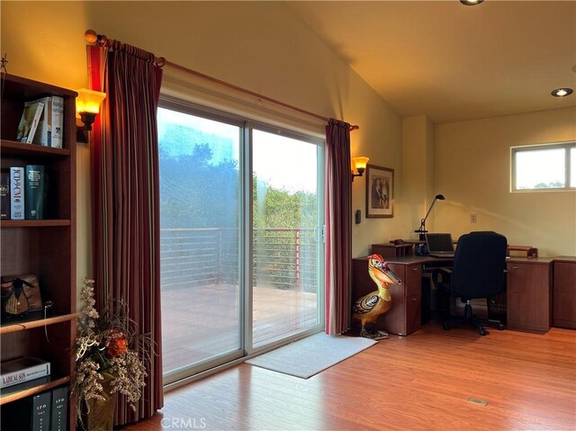 home office featuring light wood-type flooring