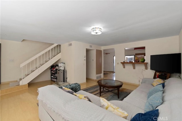 living room featuring light hardwood / wood-style floors