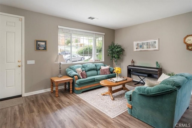 living room with hardwood / wood-style flooring