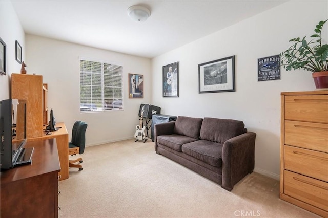 view of carpeted home office