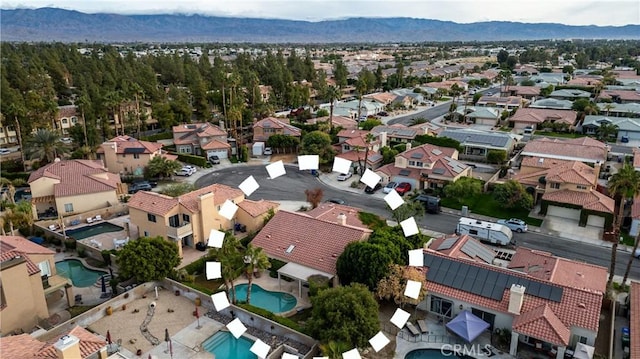 drone / aerial view with a mountain view