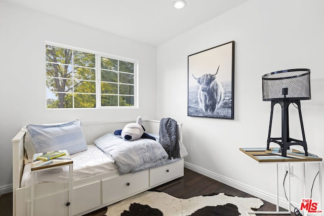 bedroom featuring dark wood-type flooring