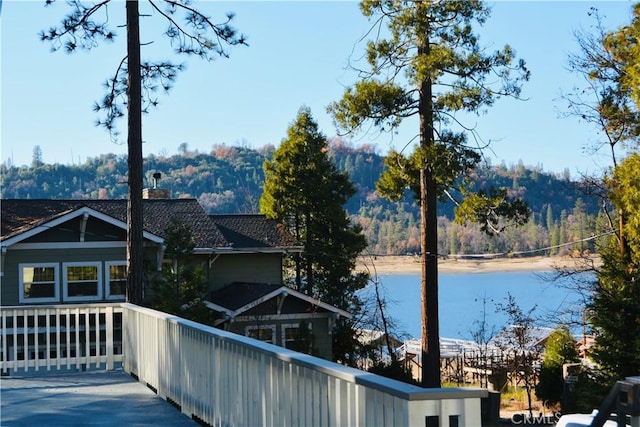 exterior space featuring a mountain view