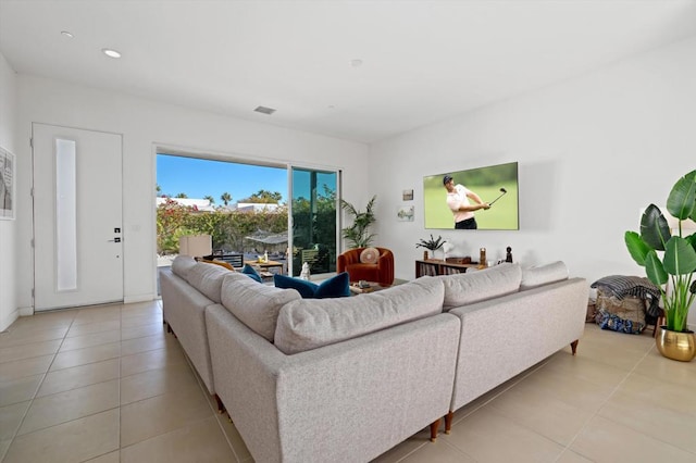 view of tiled living room