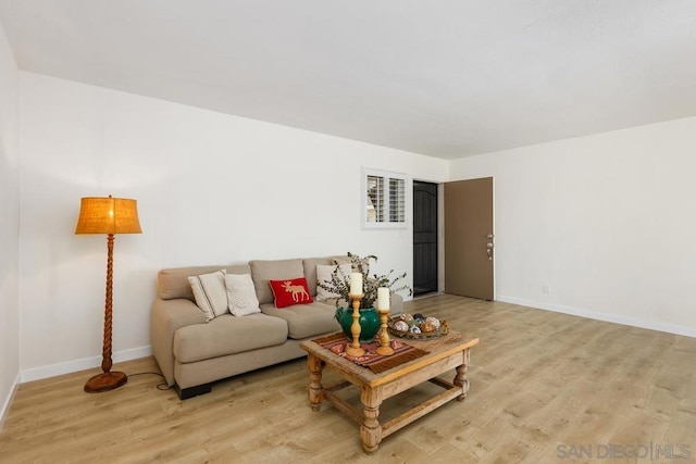 living room with light hardwood / wood-style flooring