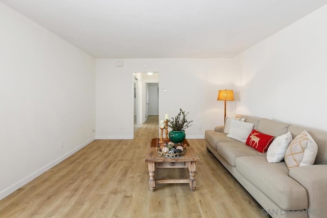 living room featuring light wood-type flooring