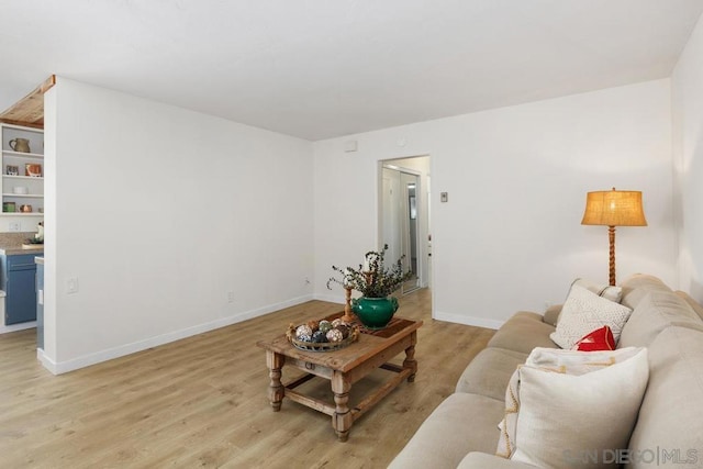 living room featuring light wood-type flooring