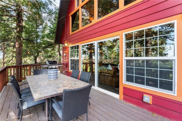 deck featuring grilling area