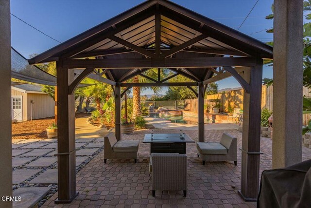 view of patio with a gazebo and area for grilling