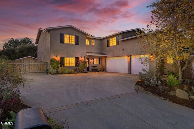 view of front of property featuring a garage