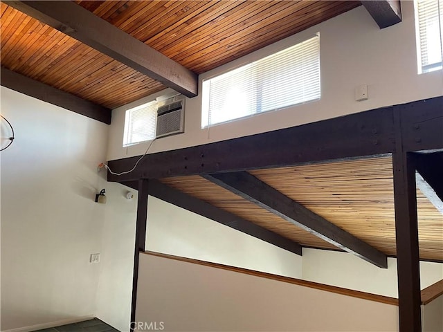 interior details with beamed ceiling and wood ceiling