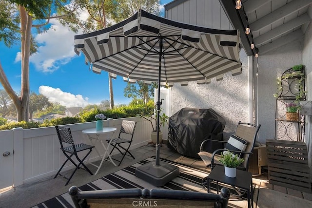 view of patio / terrace featuring a grill