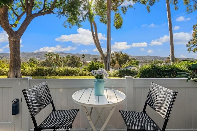 balcony with a mountain view