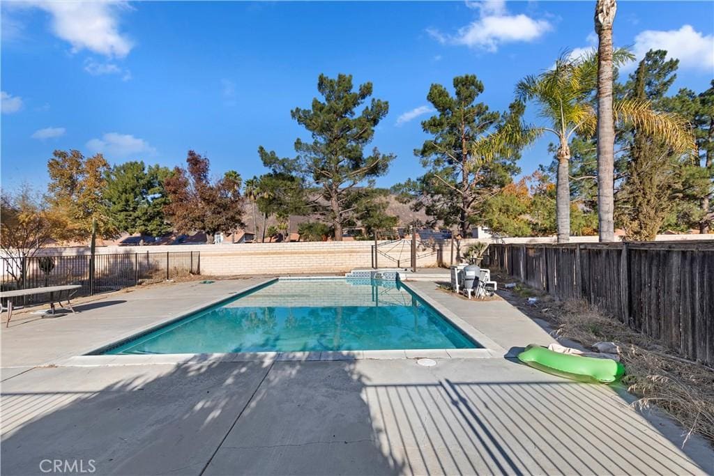 view of swimming pool with a patio area