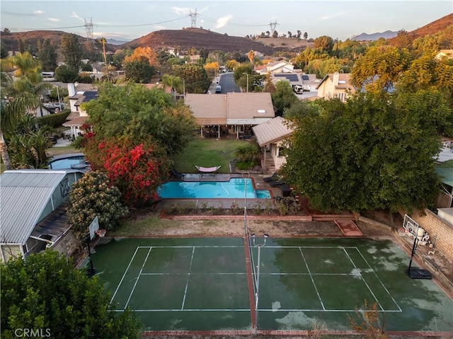 bird's eye view with a mountain view