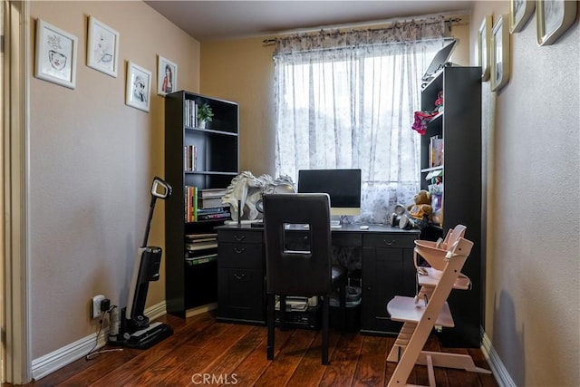 office space featuring dark hardwood / wood-style floors