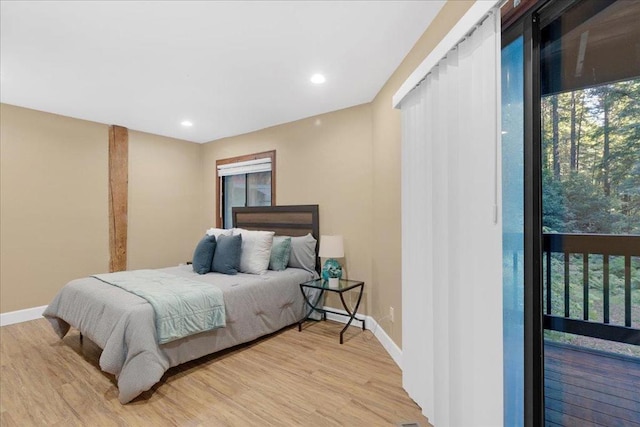 bedroom with light wood-type flooring