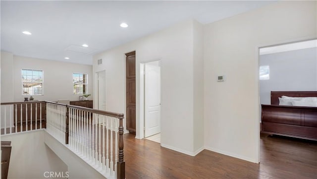 hall featuring dark hardwood / wood-style floors