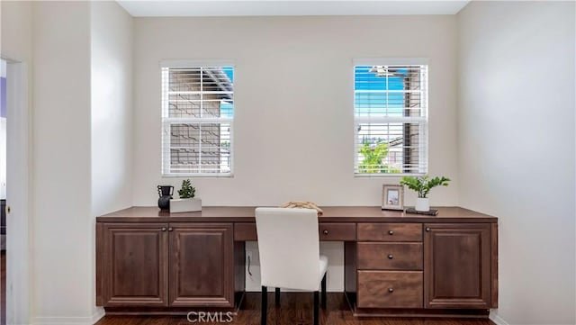 office area featuring dark hardwood / wood-style flooring