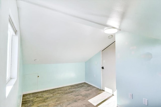 bonus room with lofted ceiling and hardwood / wood-style flooring