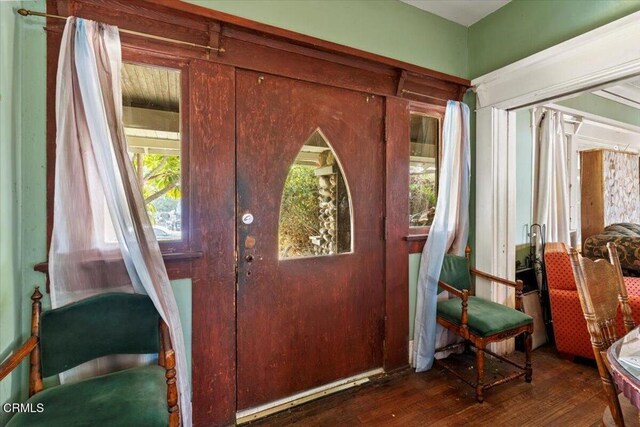 foyer featuring dark wood-type flooring