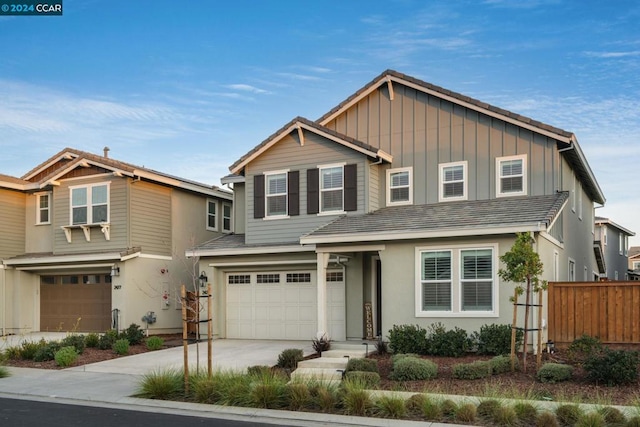 view of front of property with a garage