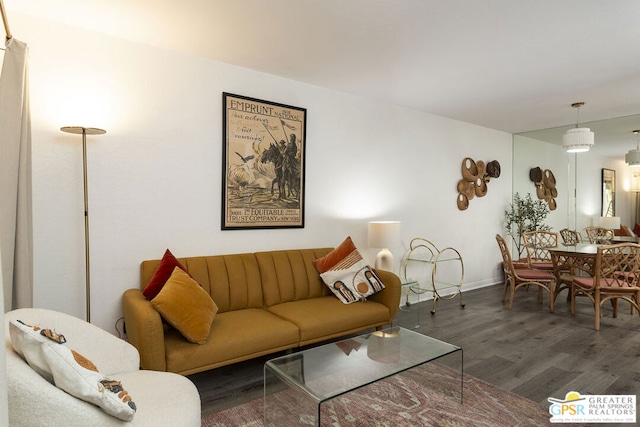 living room featuring dark hardwood / wood-style floors