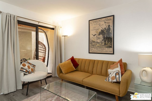 living room with wood-type flooring