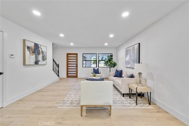 living room with light wood-type flooring