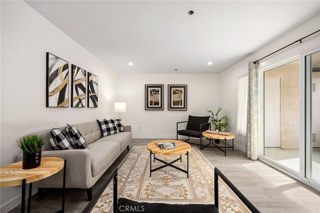 living room featuring light hardwood / wood-style floors