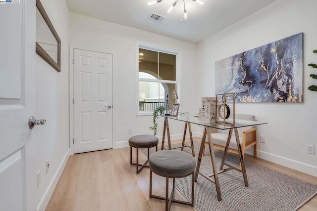 office featuring light hardwood / wood-style flooring