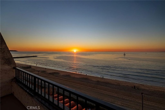 property view of water with a beach view