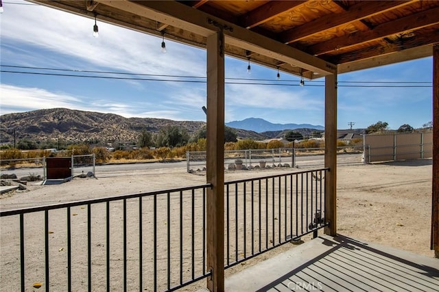 view of patio featuring a mountain view