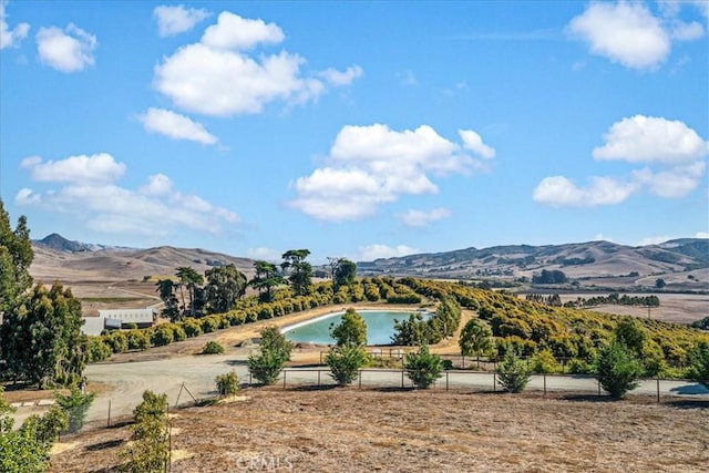 mountain view featuring a water view and a rural view