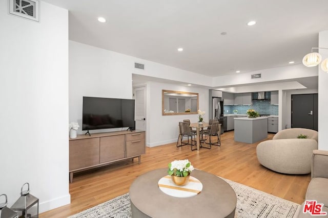 living room featuring light hardwood / wood-style flooring