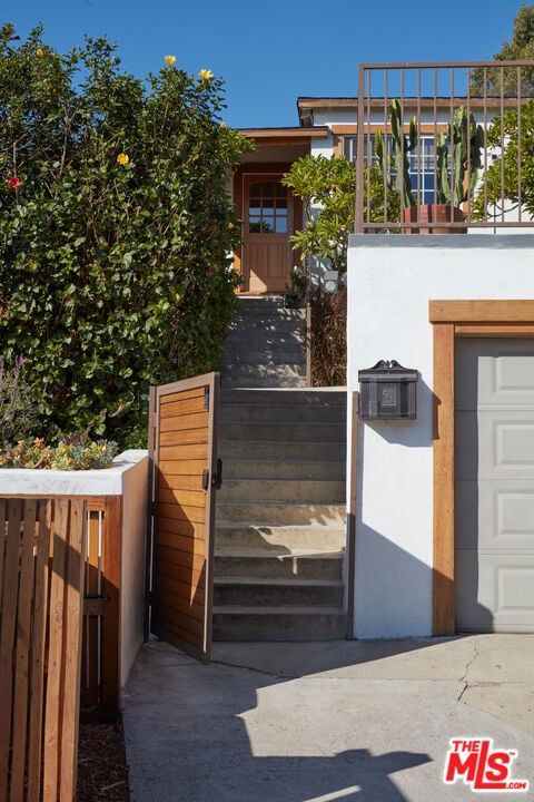 exterior space featuring a garage