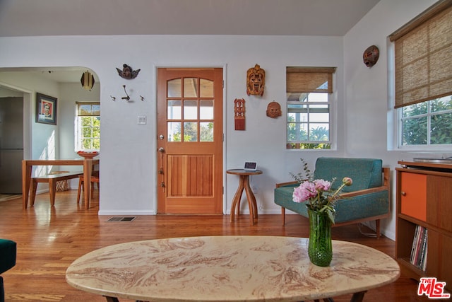 foyer with hardwood / wood-style floors