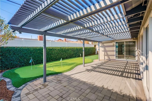 view of patio / terrace featuring a pergola