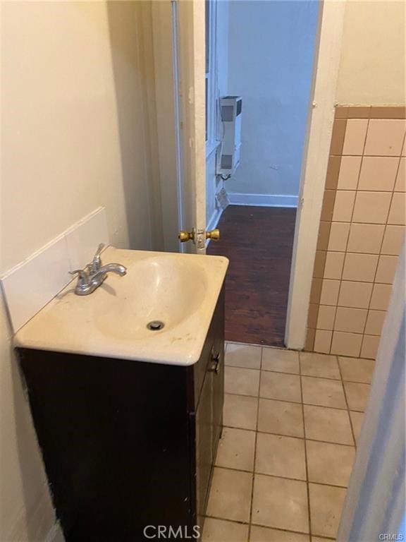 bathroom featuring vanity and tile patterned floors