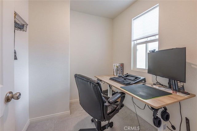 office featuring light carpet and a healthy amount of sunlight