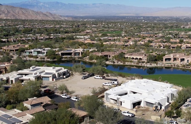 aerial view with a water and mountain view