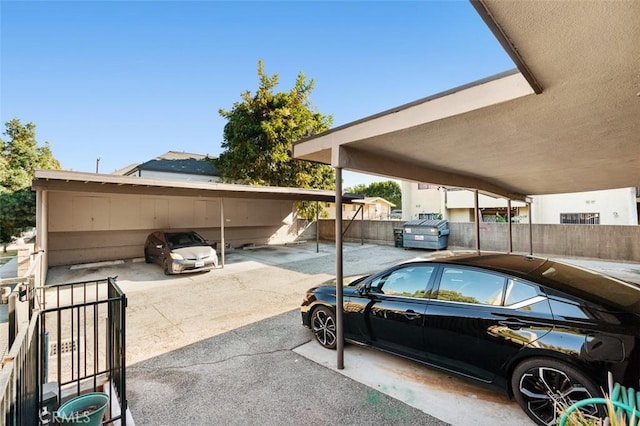 view of parking with a carport