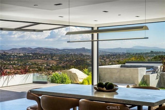 interior space featuring a mountain view