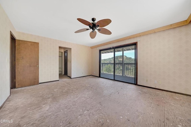 spare room featuring ceiling fan