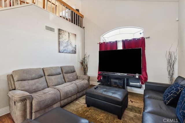 living room with hardwood / wood-style flooring