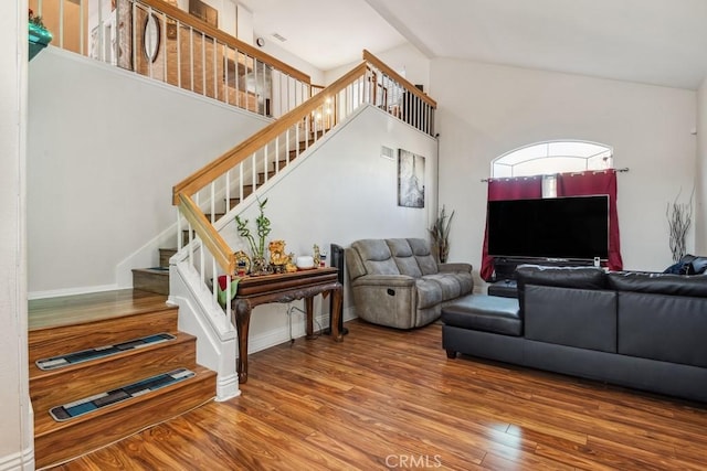 living room with wood-type flooring