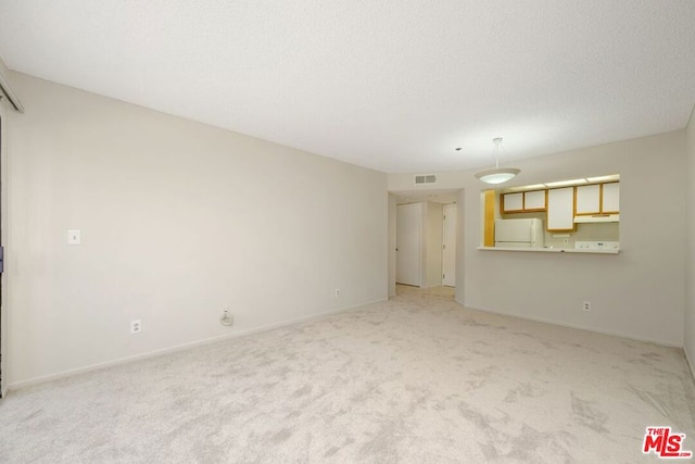 carpeted spare room with a textured ceiling