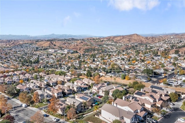 drone / aerial view with a mountain view