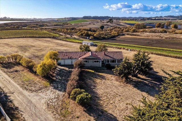 drone / aerial view featuring a rural view